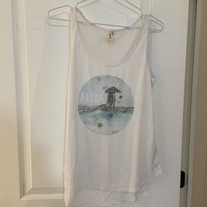 White Ripcurl tank with surf design- M
